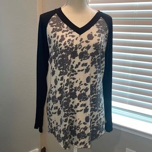 Crazy Train Long Sleeve Tee in Size Medium - Cow Print, White & Black
